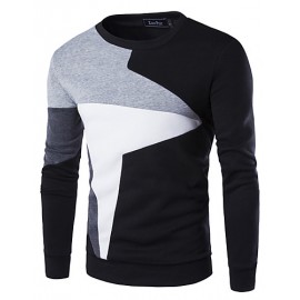 Men's Fashion Slim Stitching Pullover Sweatshirt,Cotton / Polyester Patchwork