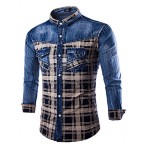 Men's Plaids & Checks Long Sleeve Top , Cotton / Denim Casual