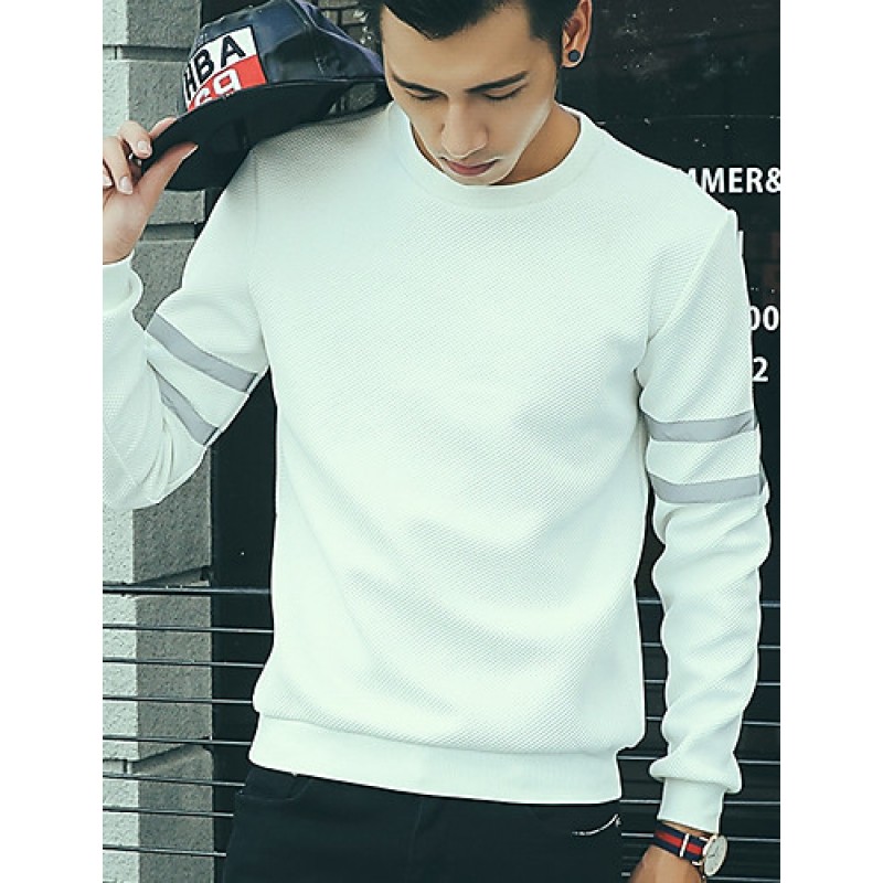 Men's Casual/Daily Simple Sweatshirt,Solid Round Neck Stretchy Cotton Long Sleeve Fall / Winter